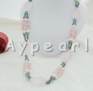 Wholesale Gemstone Jewelry-pearl rose quartz necklace