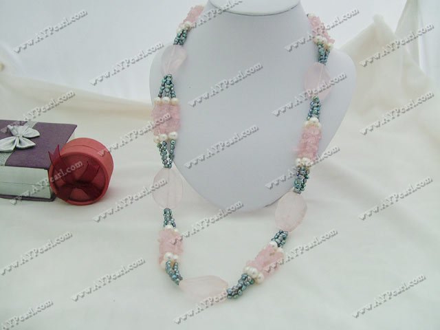 pearl rose quartz necklace