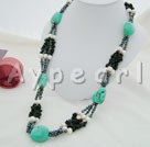 Pearl pierre collier de turquoises noire