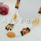 Wholesale Gemstone Jewelry-pearl agate necklace