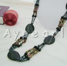 Wholesale Gemstone Jewelry-Pearl black agate necklace