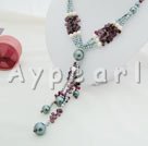 pearl garnet sea shell necklace