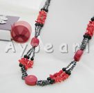 Wholesale pearl coral black agate necklace