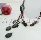 Wholesale Gemstone Jewelry-Pearl garnet black agate necklace
