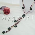 pearl garnet black agate crystal necklace