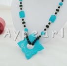 black agate cyanite necklace