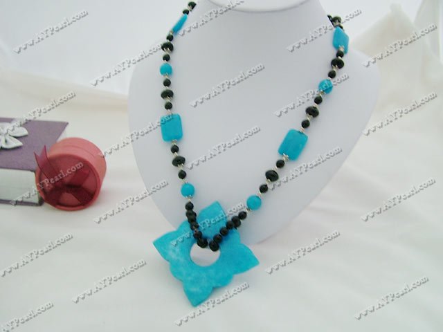 black agate cyanite necklace