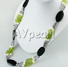 Wholesale Gemstone Jewelry-pearl olivine agate necklace