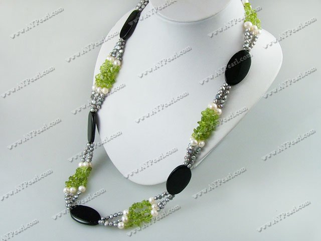 pearl olivine agate necklace