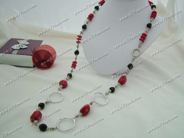 black crystal coral necklace