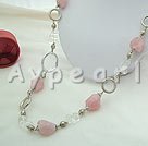 rose quartz white crystal necklace