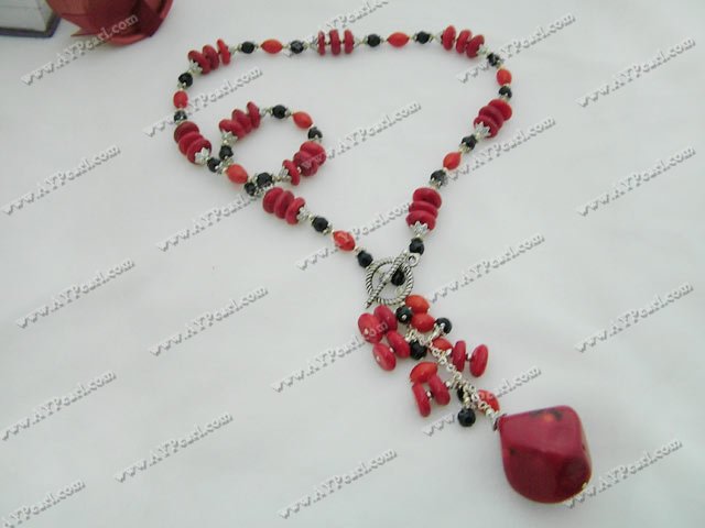 Coral Jewelry Wholesale-Black crystal coral necklace