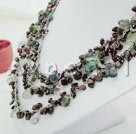Wholesale Gemstone Jewelry-garnet rainbow fluorite necklace