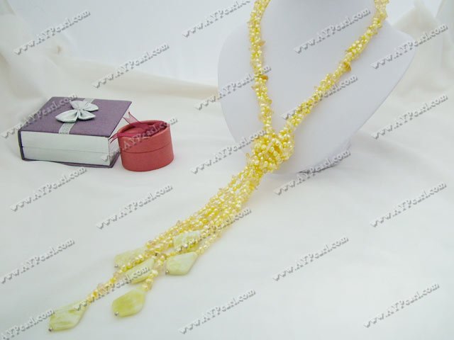 pearl lemon yellow crystal necklace