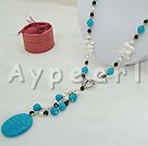 Wholesale pearl black agate cyanite necklace