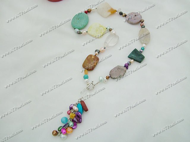 Pearl muti-stone necklace