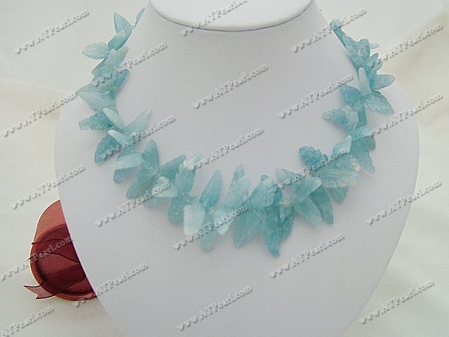 Wholesale Gemstone Jewelry-aquamarine leaf necklace