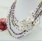 garnet crystal shell flower necklace