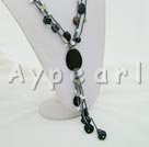 Wholesale pearl black agate crystal necklace