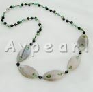 Wholesale Gemstone Necklace-blue jade gray agate necklace