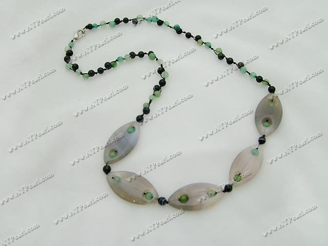 blue jade gray agate necklace