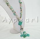 garnet blue jade white crystal necklace