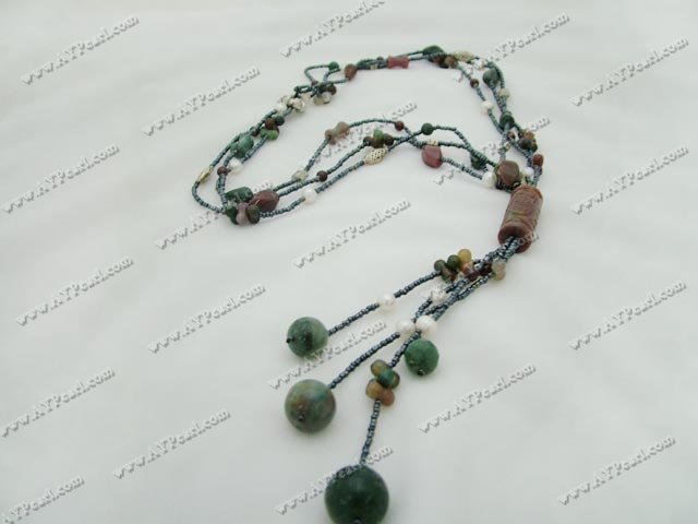 pearl india agate necklace
