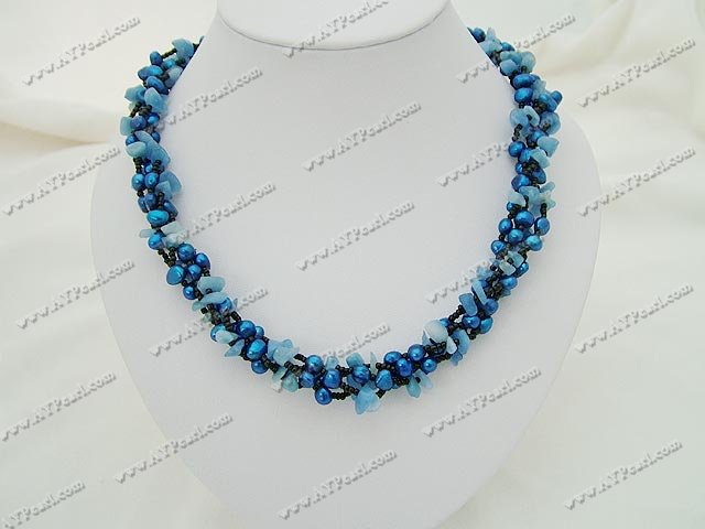 pearl blue jade necklace