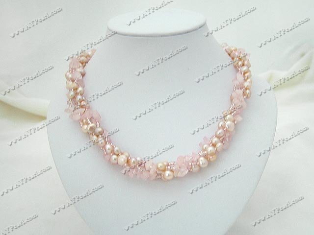 pearl rose quartz necklace