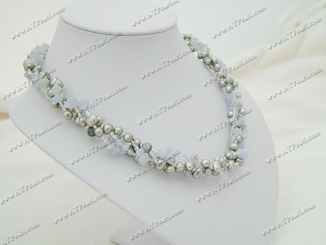 pearl blue agate necklace
