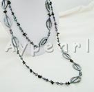 Wholesale pearl shell black jade necklace