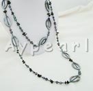 pearl shell black jade necklace