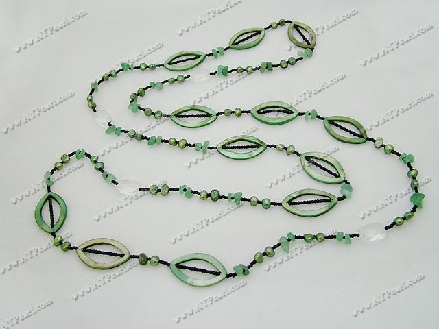 Shell Jewelry Wholesale-Pearl aventurine shell necklace