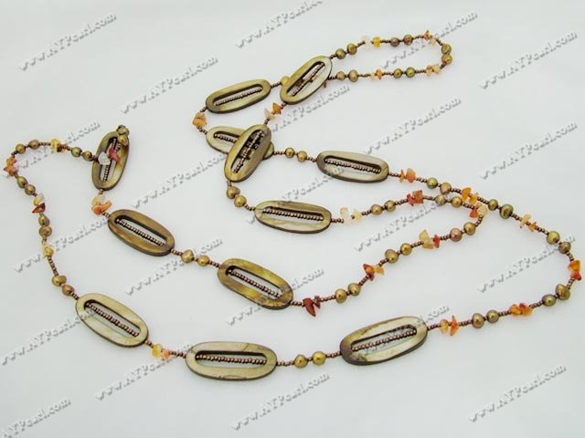 Shell Jewelry Wholesale-pearl crystal agate shell necklace