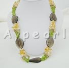 Wholesale Gemstone Jewelry-olivine yellow crystal smoky quartz necklace
