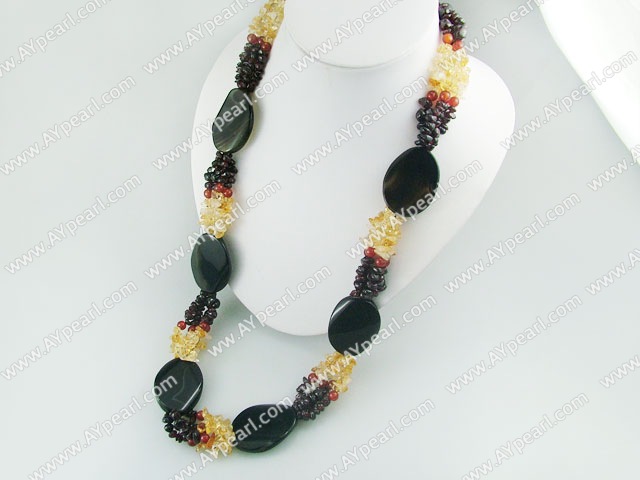 garnet citrine agate necklace