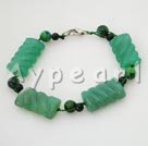 Wholesale Gemstone Bracelet-Sculptured green agate bracelet