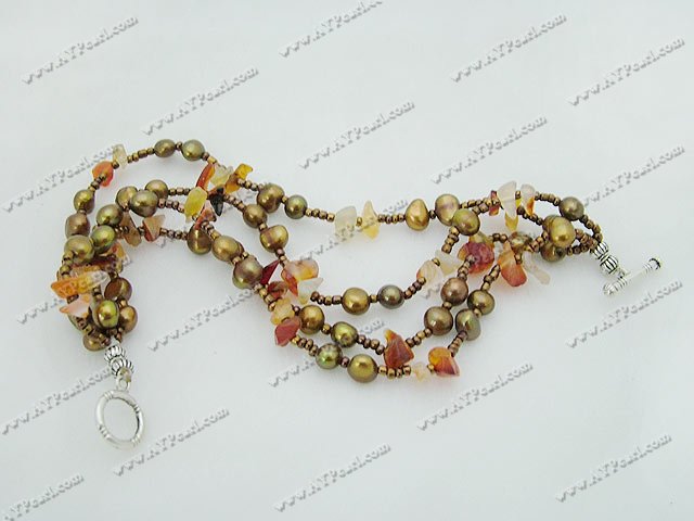 Semi-precious Jewelry Wholesale-pearl agate bracelet