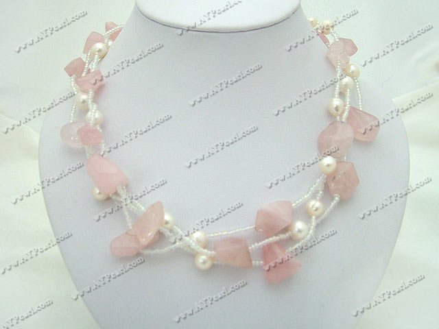 pearl rose quartz necklace