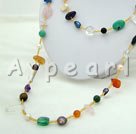 Wholesale Gemstone Jewelry-mixed color pearl multi-stone crystal necklace