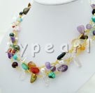 mixed color pearl multi-stone crystal necklace