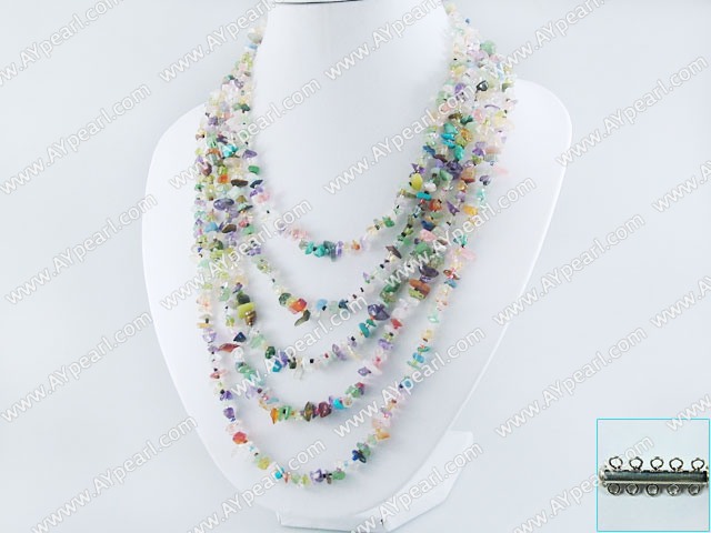 mixed color multi-stone necklace