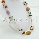 Wholesale Gemstone Jewelry-mixed color pearl multi-stone crystal necklace