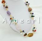 mixed color pearl multi-stone crystal necklace