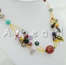 Wholesale mixed color pearl multi-stone crystal necklace