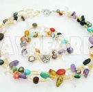 Wholesale Gemstone Jewelry-mixed color pearl multi-stone crystal necklace