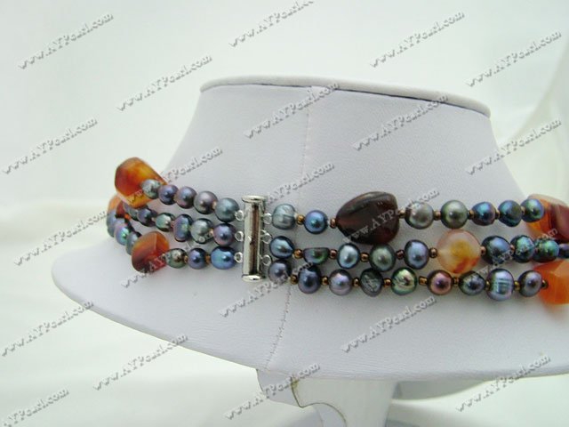 Semi-precious Jewelry Wholesale-pearl agate necklace