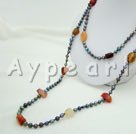 Wholesale black pearl agate necklace