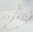 Wholesale Gemstone Jewelry-pearl rose quartz necklace