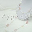 Wholesale Gemstone Jewelry-pearl rose quartz necklace